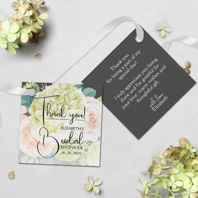 Étiquettes Cadeau Fleurs de jardin Mariage marron (Garden Flowers Bridal Shower Thank You Favor Tags 2" x 2" (your message on the back))