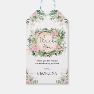 Étiquettes-cadeau Fleurs de Jardin Rustiques Roses Bleus Feuilles bo