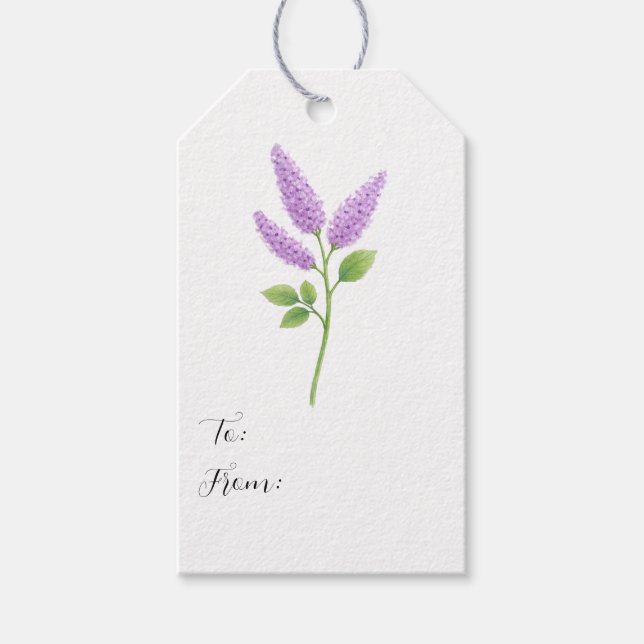 Étiquettes-cadeau Fleurs de lilas violet pour mariage (Devant)