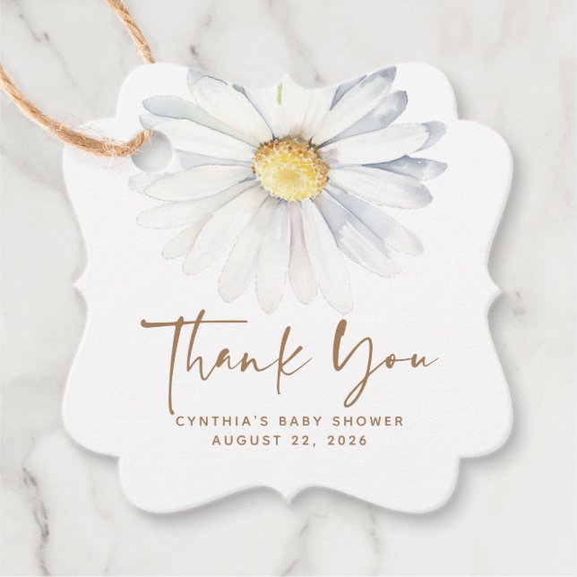 Étiquettes Cadeau Fleurs de marguerite blanche Merci Cute Elegant Bo (Devant)