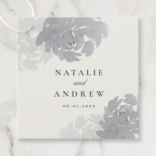 Étiquettes Cadeau Fleurs de mariage à l'aquarelle  (Devant)