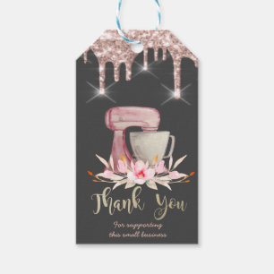 Étiquettes-cadeau Fleurs de Mixeur Rose Gold Gouttes Boulangerie