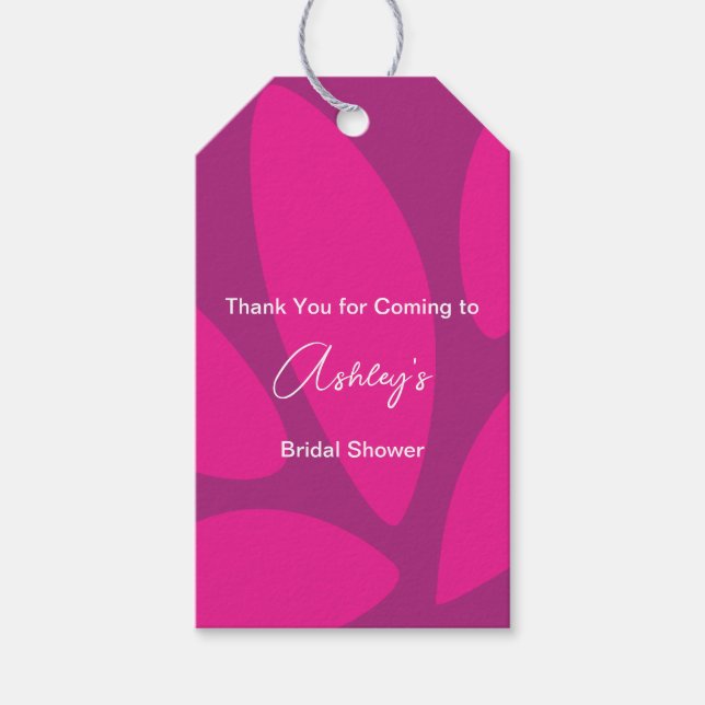 Étiquettes-cadeau Fleurs de Mod Flower Botanique Fuchsia pour Mariag (Devant)