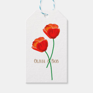 Étiquettes-cadeau Fleurs de pavot rouge personnalisées