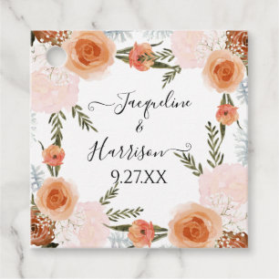 Étiquettes Cadeau Fleurs de pêcher teintées de rose dans un style bo