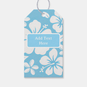 Étiquettes-cadeau Fleurs de plage bleu tropical