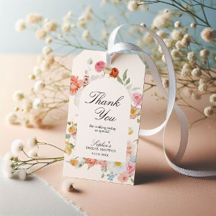 Étiquettes-cadeau Fleurs de printemps colorées Arc Merci