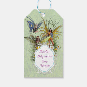Étiquettes-cadeau Fleurs de printemps et fées papillons