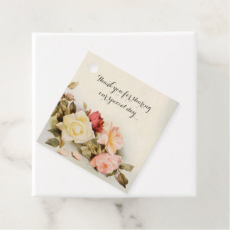 Étiquettes Cadeau Fleurs de rose de jardin antiques de mariage vinta