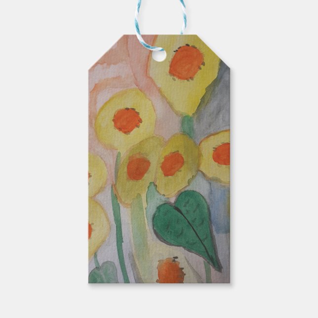 Étiquettes-cadeau Fleurs de soleil Abstraites (Devant)