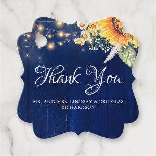 Étiquettes Cadeau Fleurs de soleil et marguerites Rustique Marine Bl