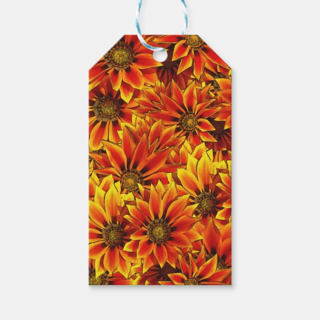 Étiquettes-cadeau Fleurs de soleil orange (Devant)