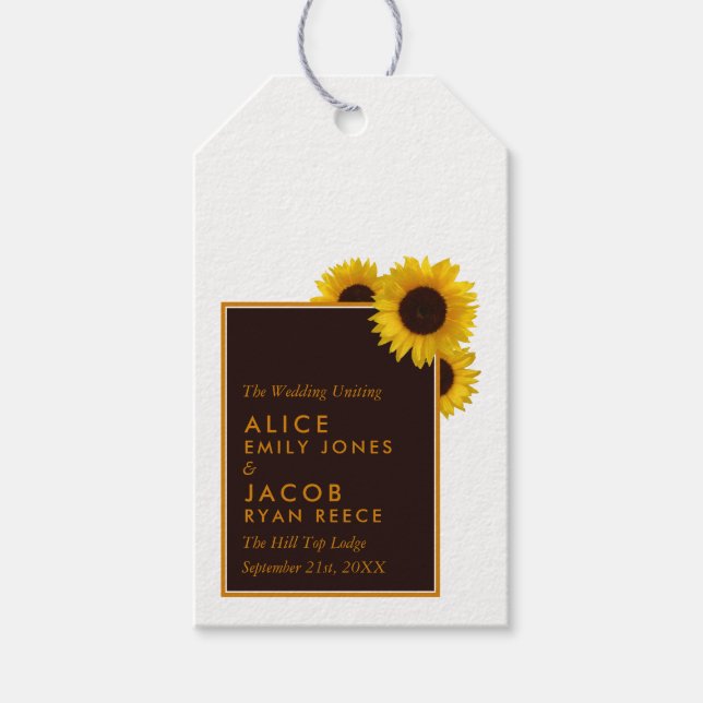 Étiquettes-cadeau Fleurs de soleil rustiques - Mariage floral (Devant)