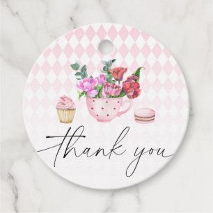 Étiquettes Cadeau Fleurs de Tea Party remerciement pour baby shower
