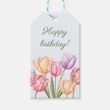 Fleurs de tulipes aquarelles colorées Joyeux Anniv