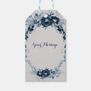 Étiquettes-cadeau Fleurs de vintage bleues Élégant cadeau de mariage