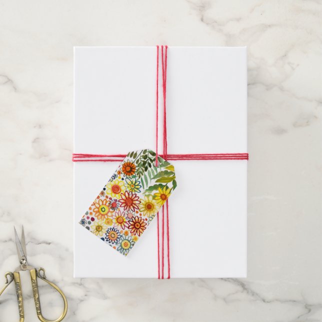 Étiquettes-cadeau Fleurs d'été (With Twine)