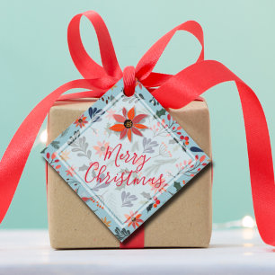 Étiquettes Cadeau Fleurs d'hiver élégantes Noël de Noël