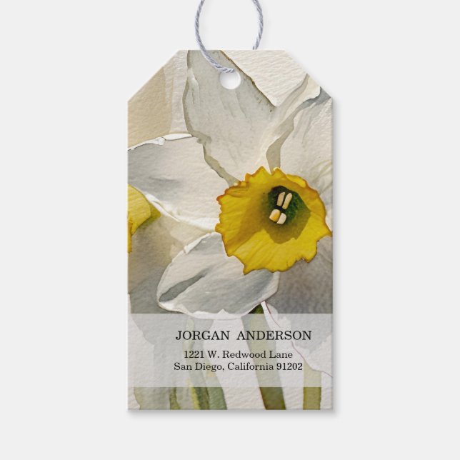Étiquettes-cadeau Fleurs d'Iris Aquarelle Modernes (Devant)