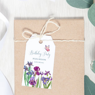 Étiquettes-cadeau Fleurs d'Iris fête d'anniversaire