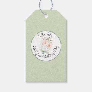 Étiquettes-cadeau Fleurs d'Orchidée Rose Pêche Bouquet Mariage