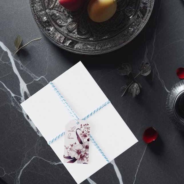 Étiquettes-cadeau Fleurs d'orchidées blanches et magenta Monogramme (Créateur téléchargé)