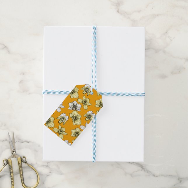 Étiquettes-cadeau Fleurs d'orchidées jaune et blanc (Avec de laficelle)