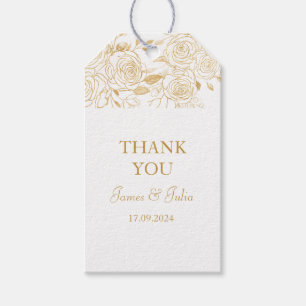 Étiquettes-cadeau FLEURS dorées