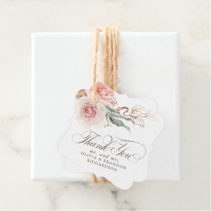 Étiquettes Cadeau Fleurs Élégantes de Teinte Terreuse Boho Merci