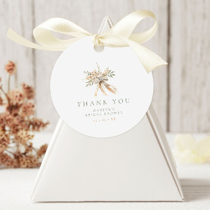 Étiquettes Cadeau Fleurs et Nœud Beige & Sage Remerciements de Baby