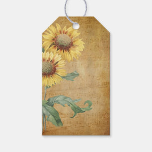 Étiquettes-cadeau Fleurs et notes musicales Vintage