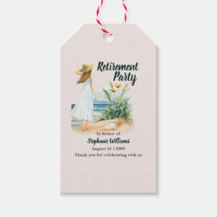 Étiquettes-cadeau Fleurs et Plage de femmes Parti de retraite à thèm