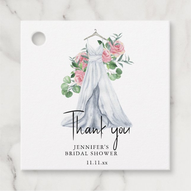 Étiquettes Cadeau Fleurs et verdure - merci pour la fête de mariage  (Devant)