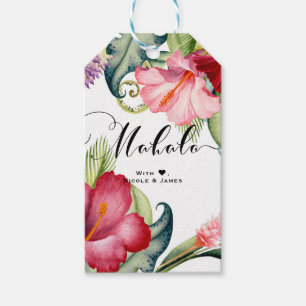 Étiquettes-cadeau Fleurs Exotiques Tropicales Mariage Fête MAHALO AL
