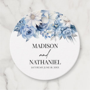 Étiquettes Cadeau Fleurs Florales Bleues Dusty Jardin Mariage