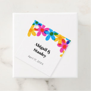 Étiquettes Cadeau Fleurs hippies brillantes et audacieuses Mariage d