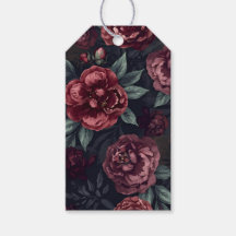 Fleurs lunatiques aquarelle motif rouge foncé