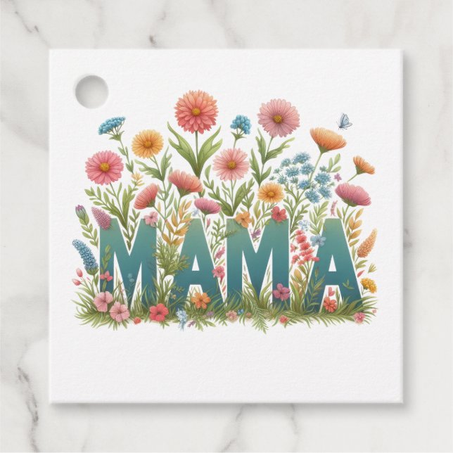 Étiquettes Cadeau Fleurs Mama (Devant)
