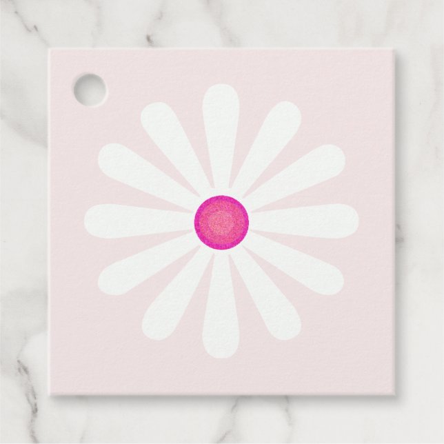Étiquettes Cadeau Fleurs marguerites roses et blanches (Devant)