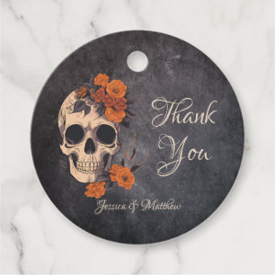 Étiquettes Cadeau Fleurs orange Elégant Merci Mariage Favor Ta