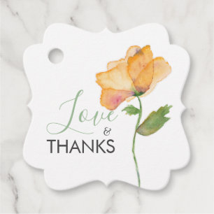 Étiquettes Cadeau Fleurs oranges peintes Aquarelle Pavots
