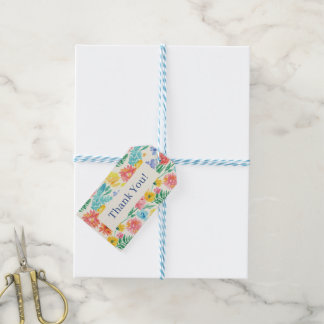 Étiquettes-cadeau Fleurs pastel aquarelle colorées