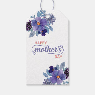 Étiquettes-cadeau Fleurs pourpres de la Fête des Mères