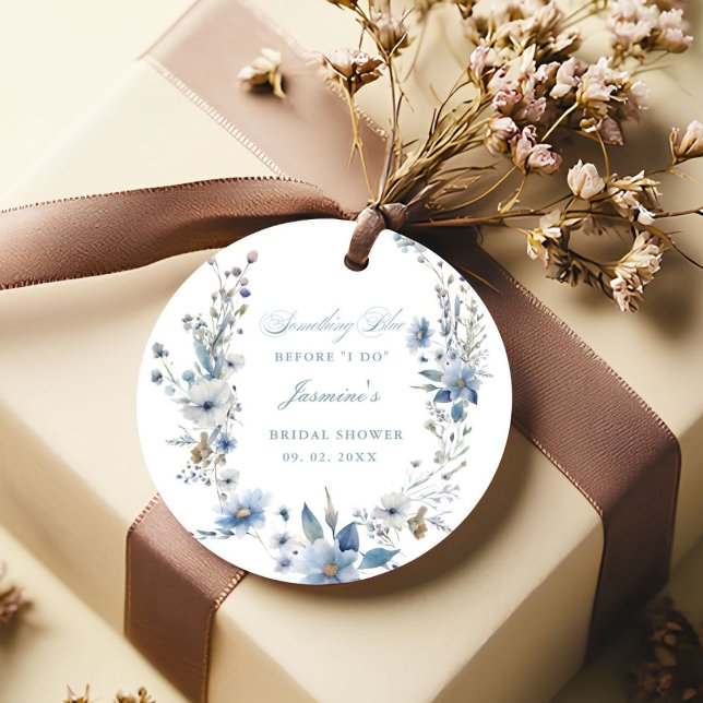 Étiquettes Cadeau Fleurs Quelque chose de bleu avant que je ne fasse (Créateur téléchargé)
