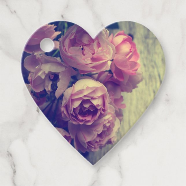 Étiquettes Cadeau Fleurs Roses de Style Vintage (Devant)