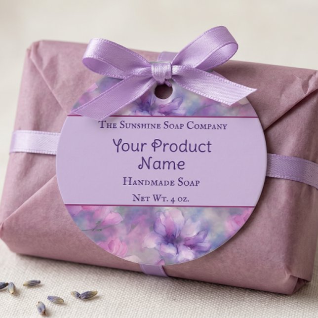 Étiquettes Cadeau Fleurs roses et violettes (Créateur téléchargé)