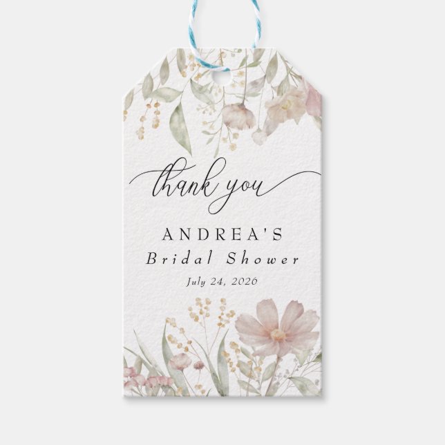 Étiquettes-cadeau Fleurs roses poussiéreuses | Réception de mariage  (Devant)