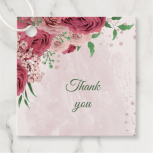 Étiquettes Cadeau Fleurs roses roses mariage