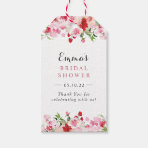 Étiquettes-cadeau Fleurs Roses Rouges Roses Fête de Mariage Aquarell