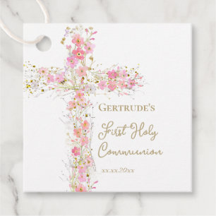 Étiquettes Cadeau fleurs roses traversent la première communion sain